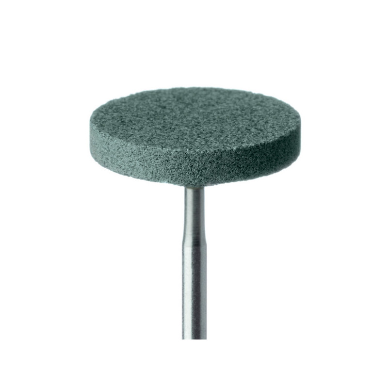 KAMIEŃ KARBORUNDOWY KRĄŻEK, DO SZKLIWA, PORCELANY I METALI SZLACHETNYCH, ZIELONY, DŁ. 3,0 MM, NA PROSTNICĘ, ŚR. 19,0 MM