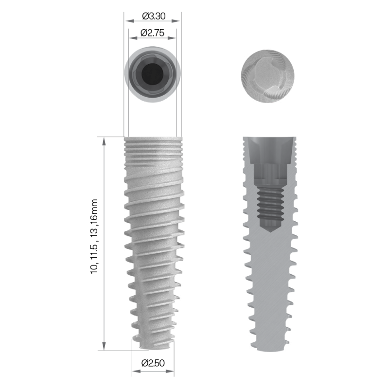 IMPLANT LYNX CLEAR, ROZMIAR 3,3 X 11,5 MM, NP
