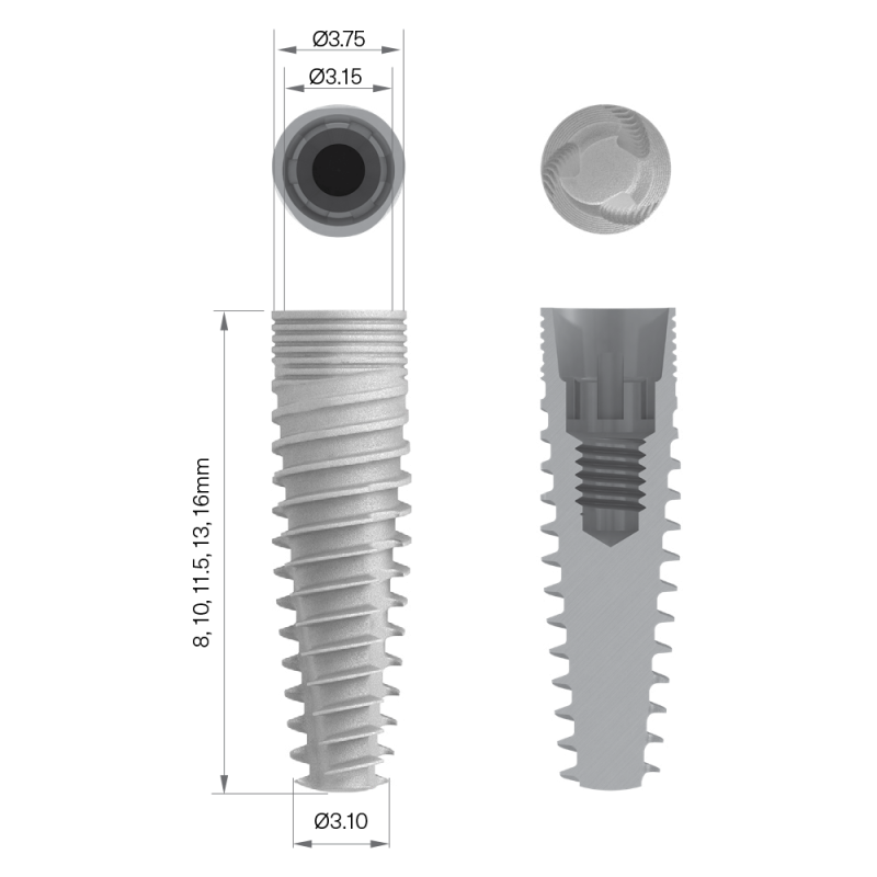 IMPLANT LYNX CLEAR, ROZMIAR 3,75 X 10 MM, SP