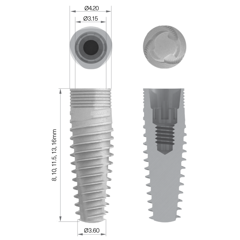 IMPLANT LYNX CLEAR, ROZMIAR 4,2 X 13 MM, SP