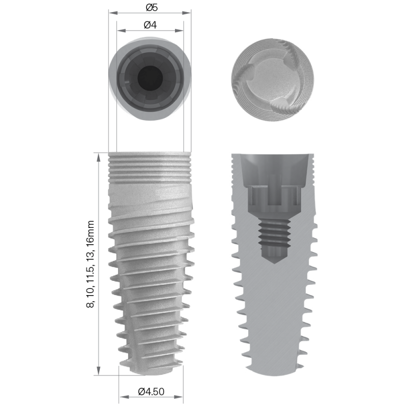 IMPLANT LYNX CLEAR, ROZMIAR 5,0 X 8 MM, WP
