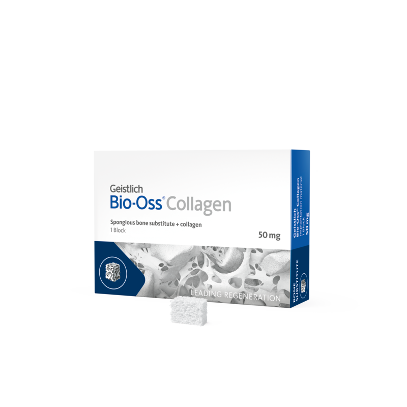 GEISTLICH BIO-OSS® COLLAGEN 50MG (2,5X5,0X7,5 MM), BLOCZEK KOLAGENOWY - 50MG GRANULATU S + 10% KOLAGEN WIEPRZOWY