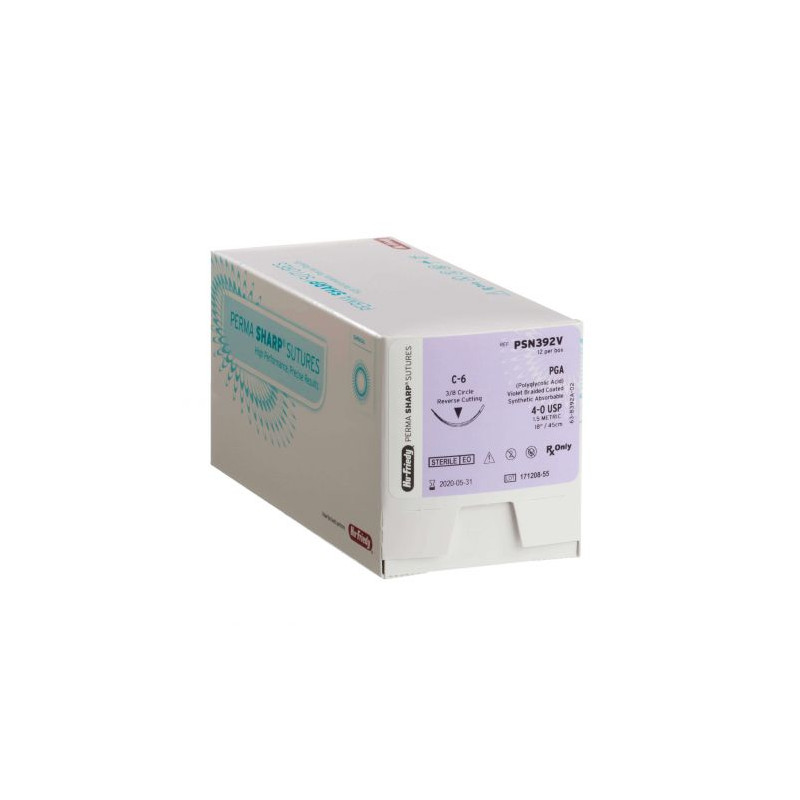 NICI CHIRURGICZNE PGA, ROZMIAR 6/0, DŁ. 70CM, IGŁA 17,5MM, 1/2 KOŁA, STOŻKOWA