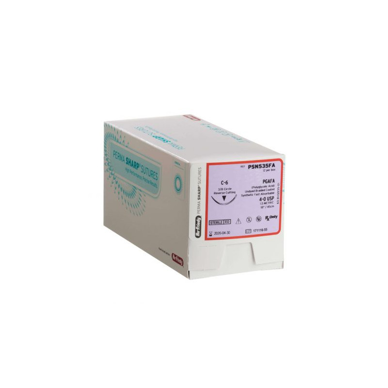 NICI CHIRURGICZNE PGA FA, ROZMIAR 5/0, DŁ. 70CM, IGŁA 18,7MM, 3/8 KOŁA, ODWROTNIE TNĄCA