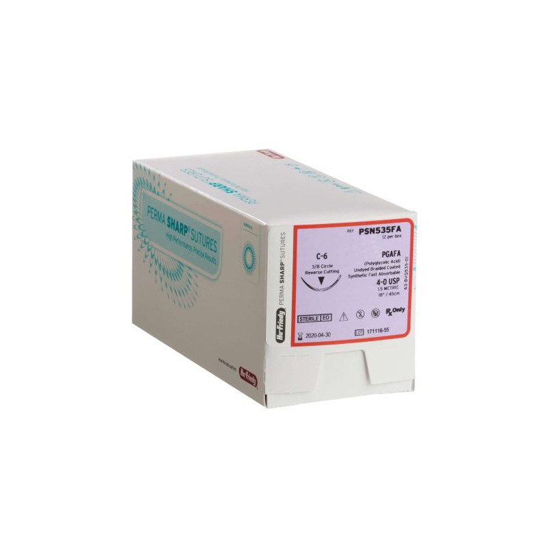 NICI CHIRURGICZNE PGA FA, ROZMIAR 3/0, DŁ. 45CM, IGŁA 18,7MM, 3/8 KOŁA, ODWROTNIE TNĄCA