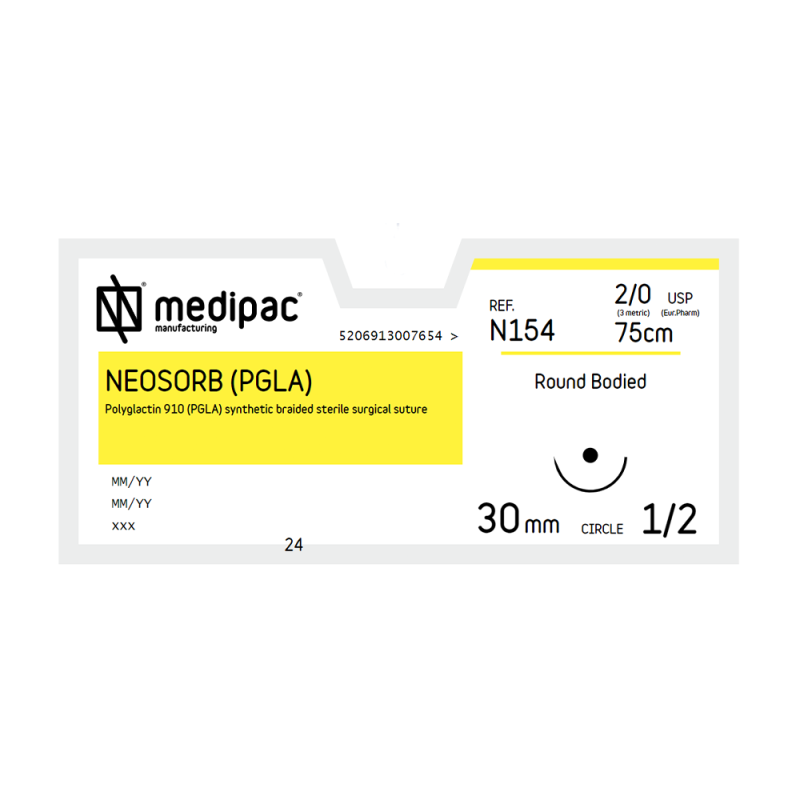 NICI CHIRURGICZNE NEOSORB (PGLA), RESORBOWALNE ROZMIAR 3/0, DŁUGOŚĆ NICI 75 CM, IGŁA 30 MM, 1/2 KOŁA, OKRĄGŁA, OP. 24 SZT.